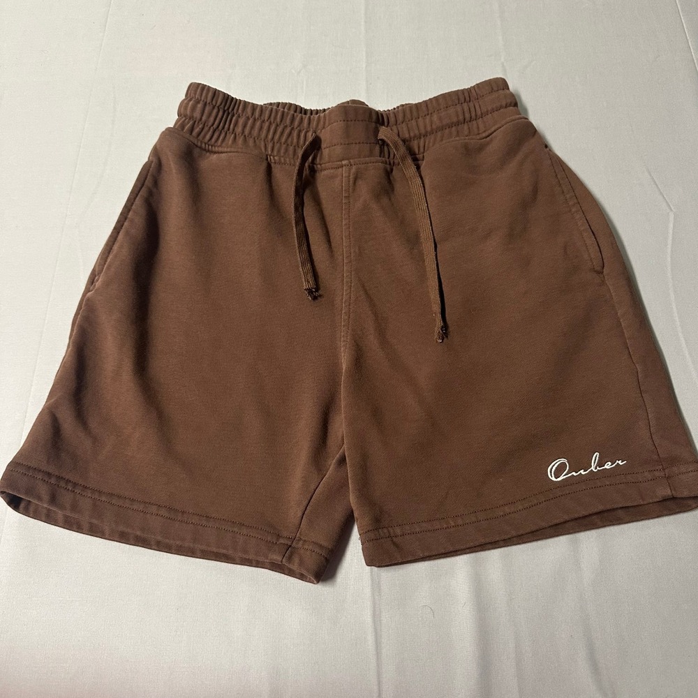 Ouber Womens Brown Athletic Lounge Shorts Size M Cotton Blend Drawstring Pockets